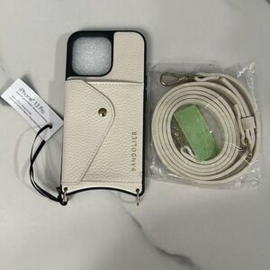 Off white Brand new iPhone13 pro case with wallet and strap